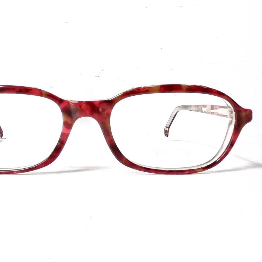 Vintage BINOCLE Fire Mosaic Confetti Red Orange Multi Marble Eyeglasses France - Picture 3 of 13